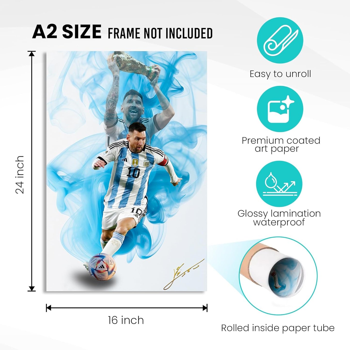 Lionel Messi Argentina Poster Wall Art Canvas Print