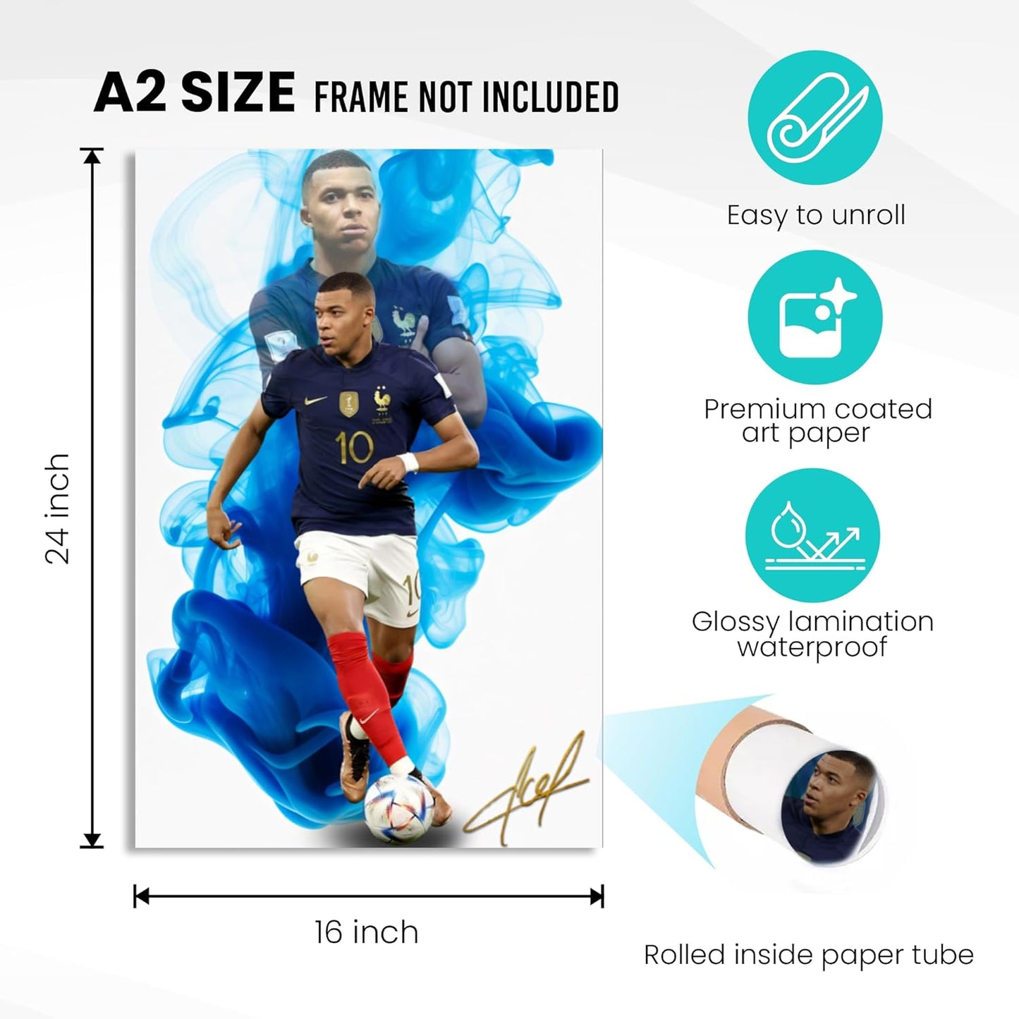 Kylian Mbappé Poster Wall Art Canvas Print